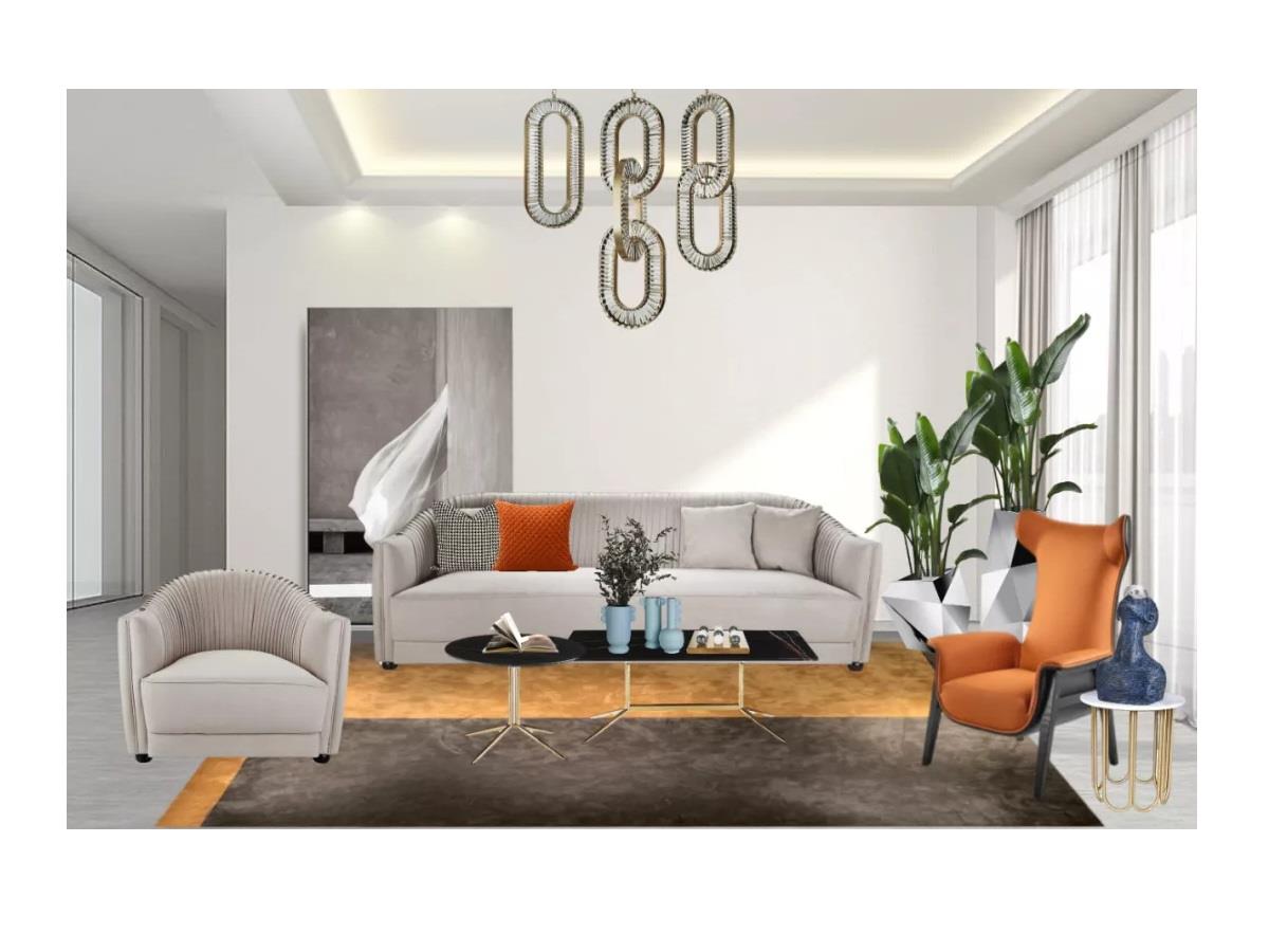 Ecological Leather Sofa and Accent Chair Three-Piece Living Room Set