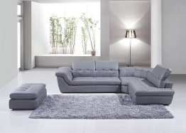 397 Italian Leather Sectional in Grey — RHFC