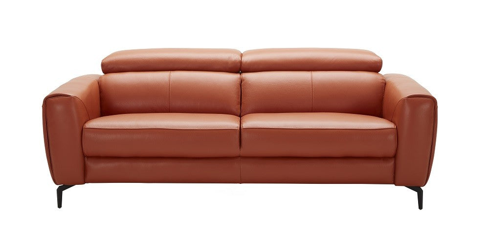 Cooper Italian Leather Sofa Set in Pumpkin
