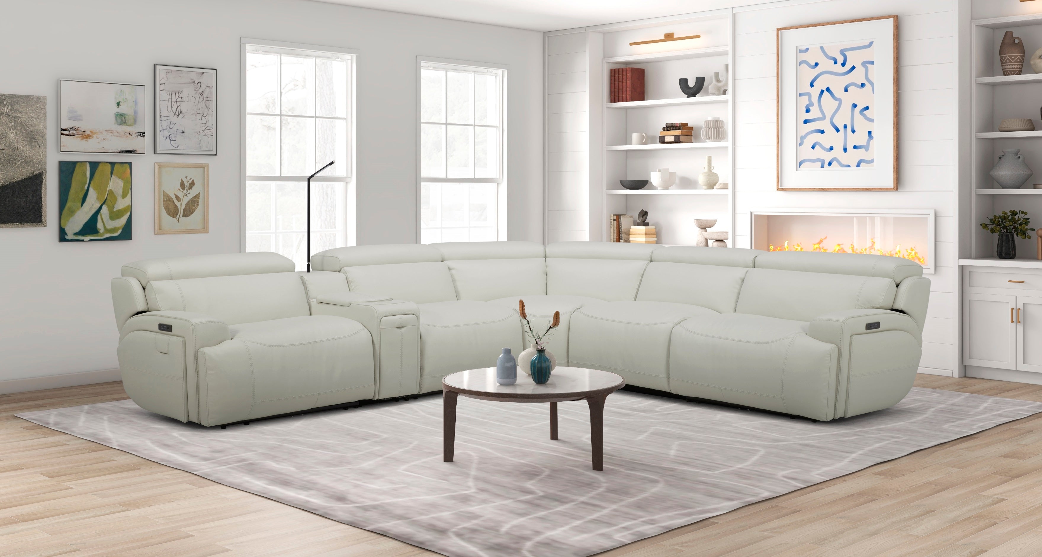 White Leather Sectional