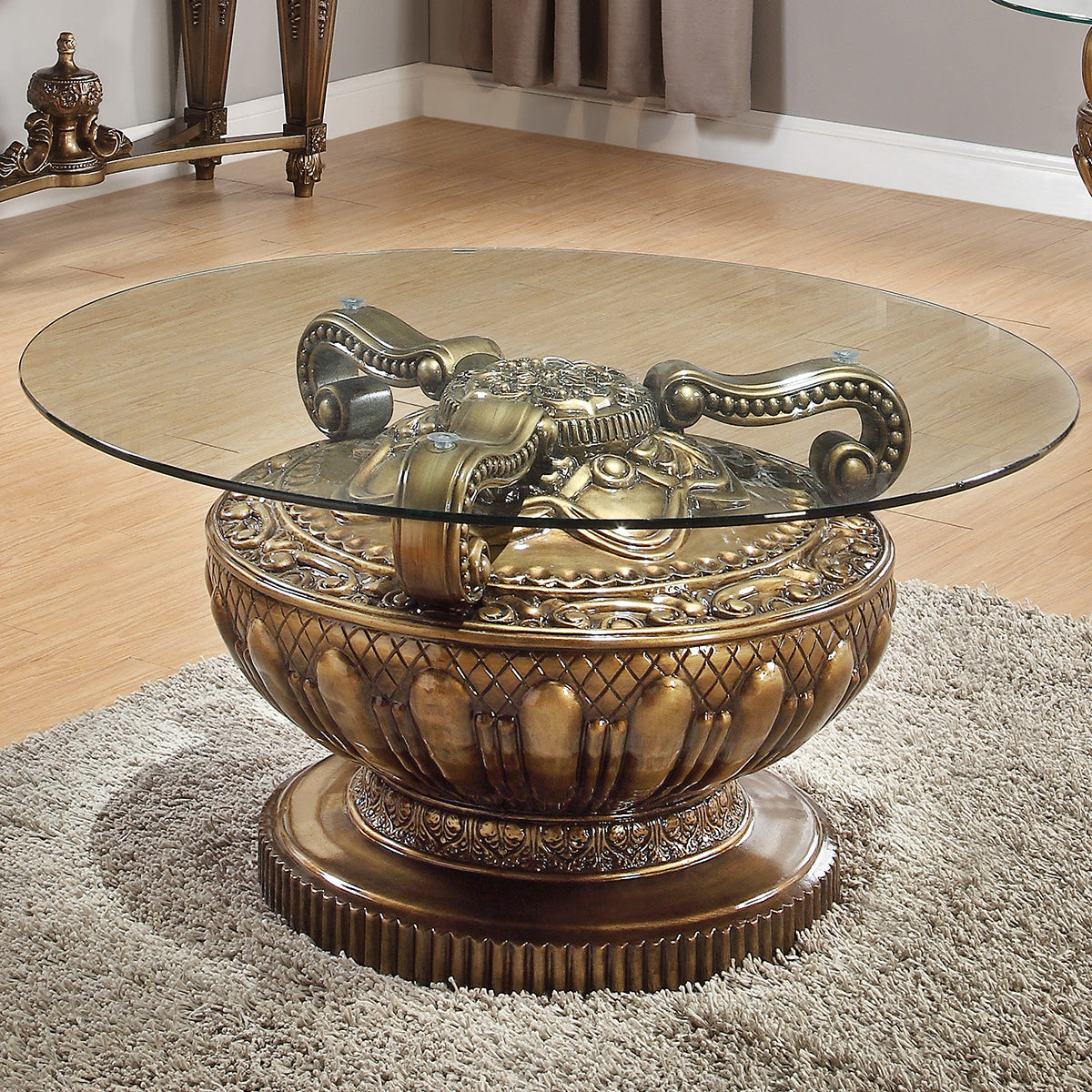 Bronze Glass-Top Coffee Table