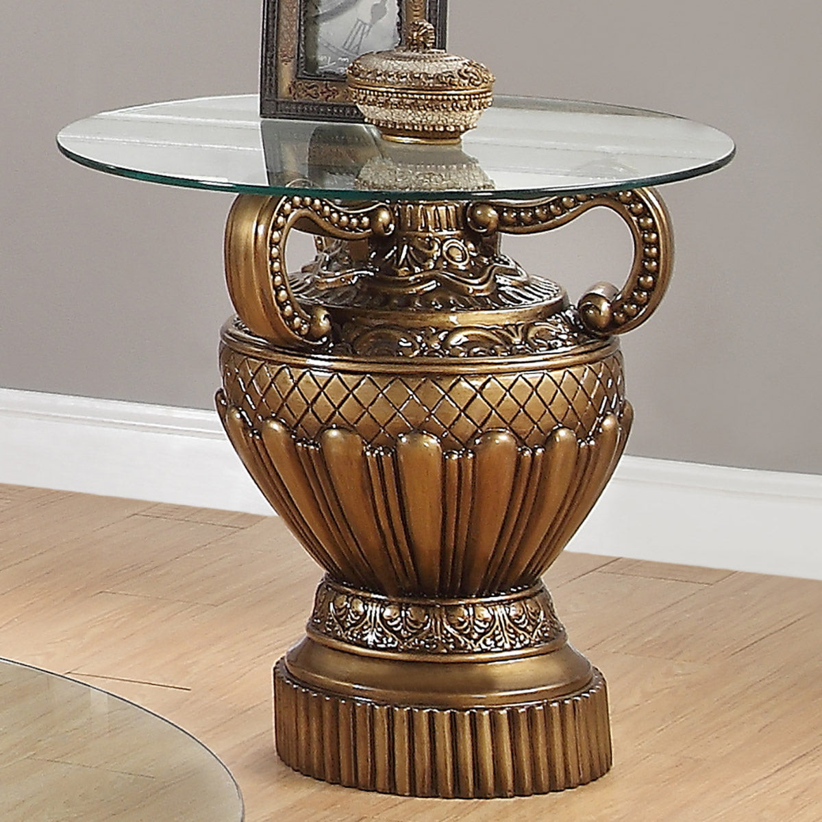 Bronze Glass-Top End Table