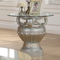 Silver Glass-Top End Table