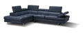 Blue Italian Leather Sectional with Left-Hand-Facing Chaise