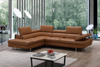 Caramel Italian Leather Sectional with Left-Hand-Facing Chaise