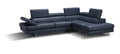 Blue Italian Leather Sectional with Right-Hand-Facing Chaise