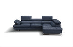 Blue Italian Leather Sectional with Right-Hand-Facing Chaise