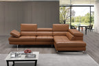 Caramel Italian Leather Sectional with Right-Hand-Facing Chaise