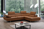 Caramel Italian Leather Sectional with Right-Hand-Facing Chaise