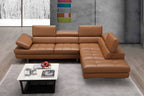 Caramel Italian Leather Sectional with Right-Hand-Facing Chaise