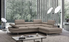 Slate Italian Leather Sectional with Right-Hand-Facing Chaise