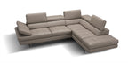 Slate Italian Leather Sectional with Right-Hand-Facing Chaise