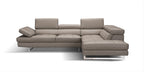 Slate Italian Leather Sectional with Right-Hand-Facing Chaise