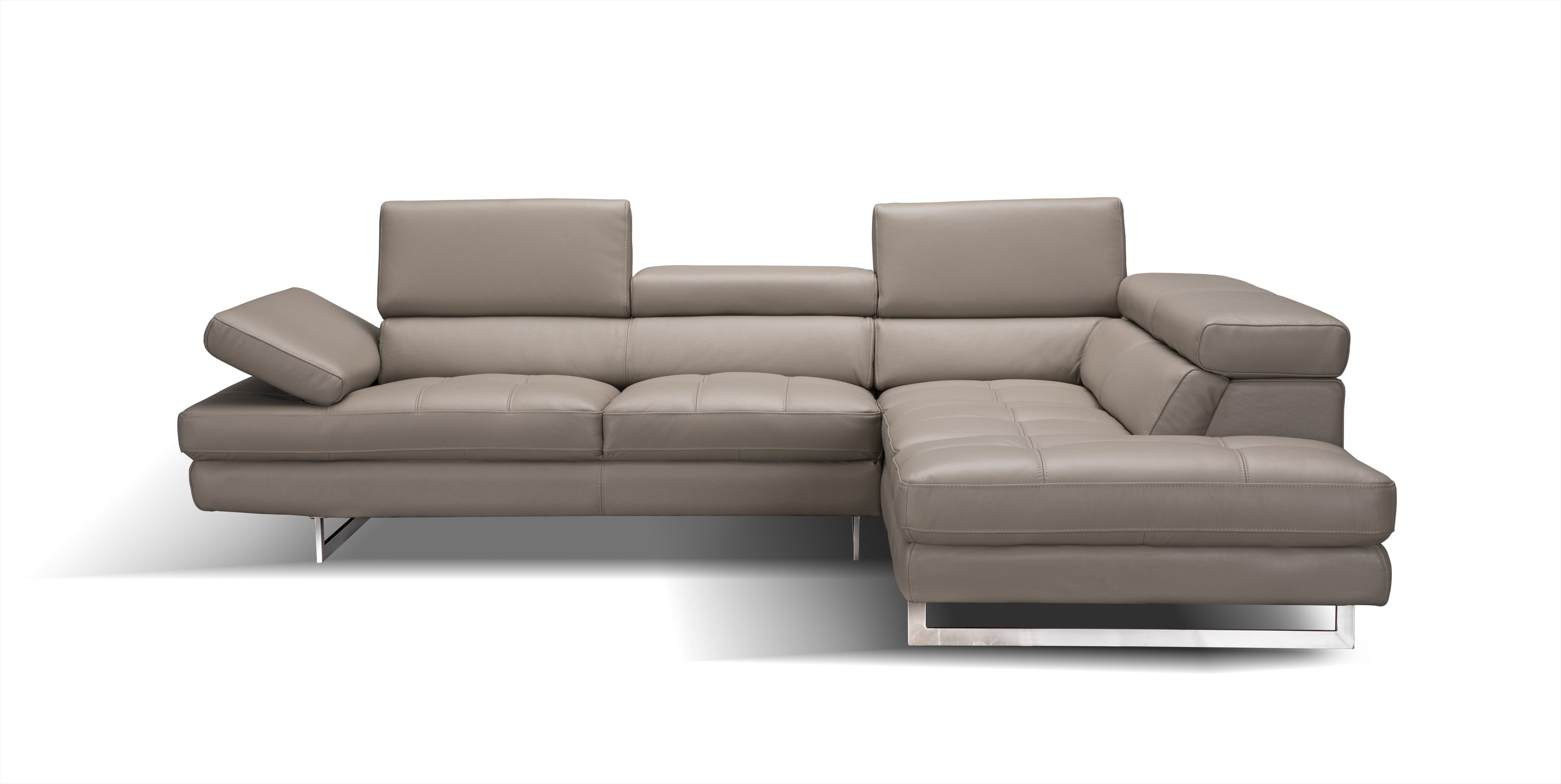Slate Italian Leather Sectional with Right-Hand-Facing Chaise