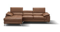 Caramel Italian Leather Mini Sectional with Left-Hand-Facing Chaise
