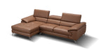 Caramel Italian Leather Mini Sectional with Left-Hand-Facing Chaise