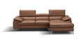 Caramel Italian Leather Mini Sectional with Right-Hand-Facing Chaise
