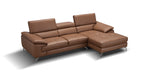Caramel Italian Leather Mini Sectional with Right-Hand-Facing Chaise
