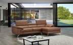 Caramel Italian Leather Mini Sectional with Right-Hand-Facing Chaise