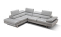 Light Grey Italian Leather Sectional with Left-Hand-Facing Chaise