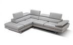 Light Grey Italian Leather Sectional with Left-Hand-Facing Chaise