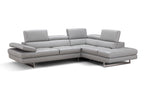 Light Grey Italian Leather Sectional with Left-Hand-Facing Chaise
