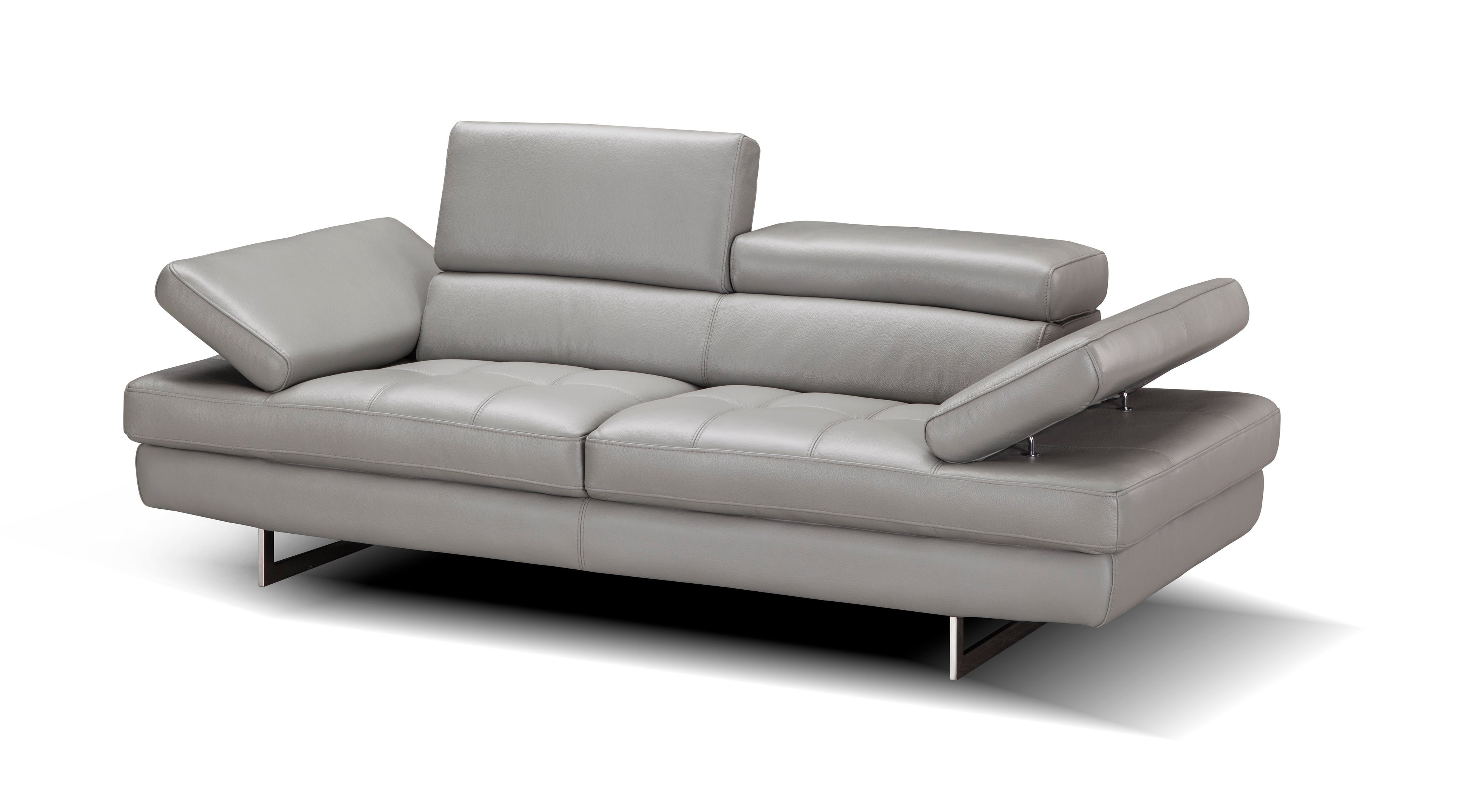 Aurora Grey Leather Loveseat