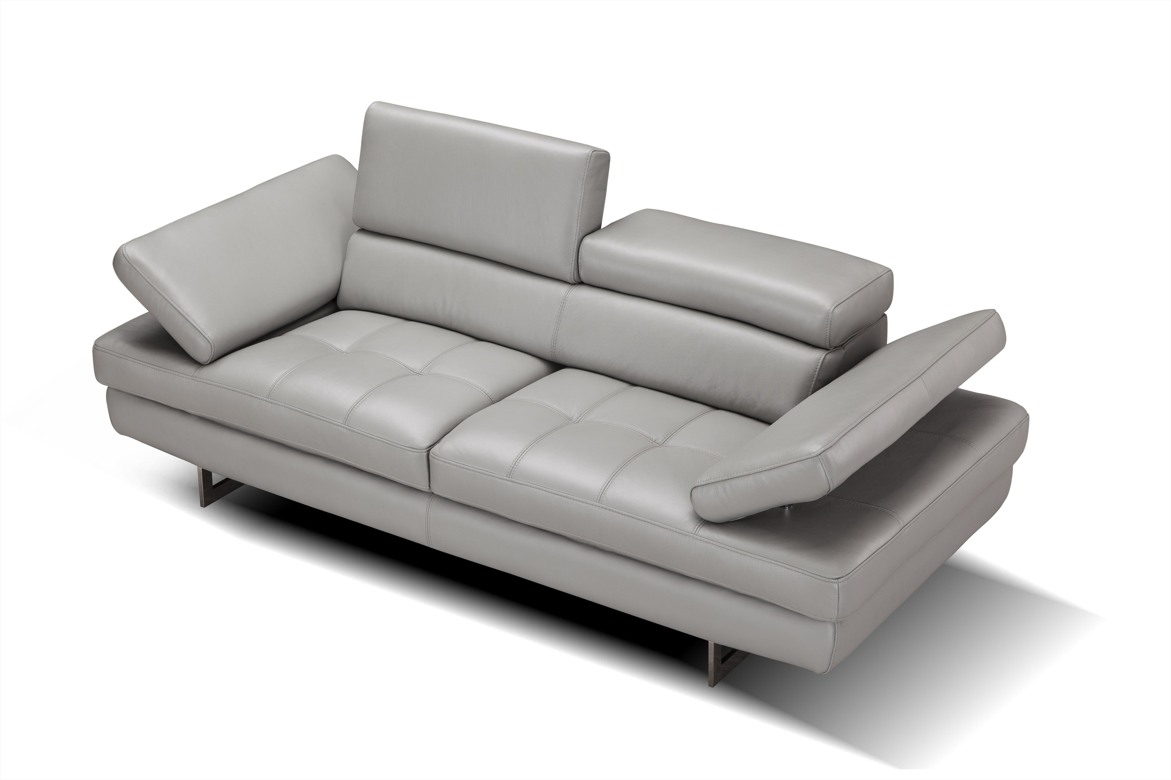 Aurora Grey Leather Loveseat