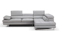 Light Grey Italian Leather Sectional with Right-Hand-Facing Chaise
