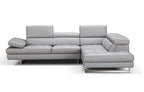 Light Grey Italian Leather Sectional with Right-Hand-Facing Chaise