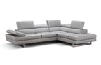 Light Grey Italian Leather Sectional with Right-Hand-Facing Chaise