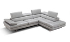 Light Grey Italian Leather Sectional with Right-Hand-Facing Chaise