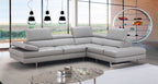 Light Grey Italian Leather Sectional with Right-Hand-Facing Chaise