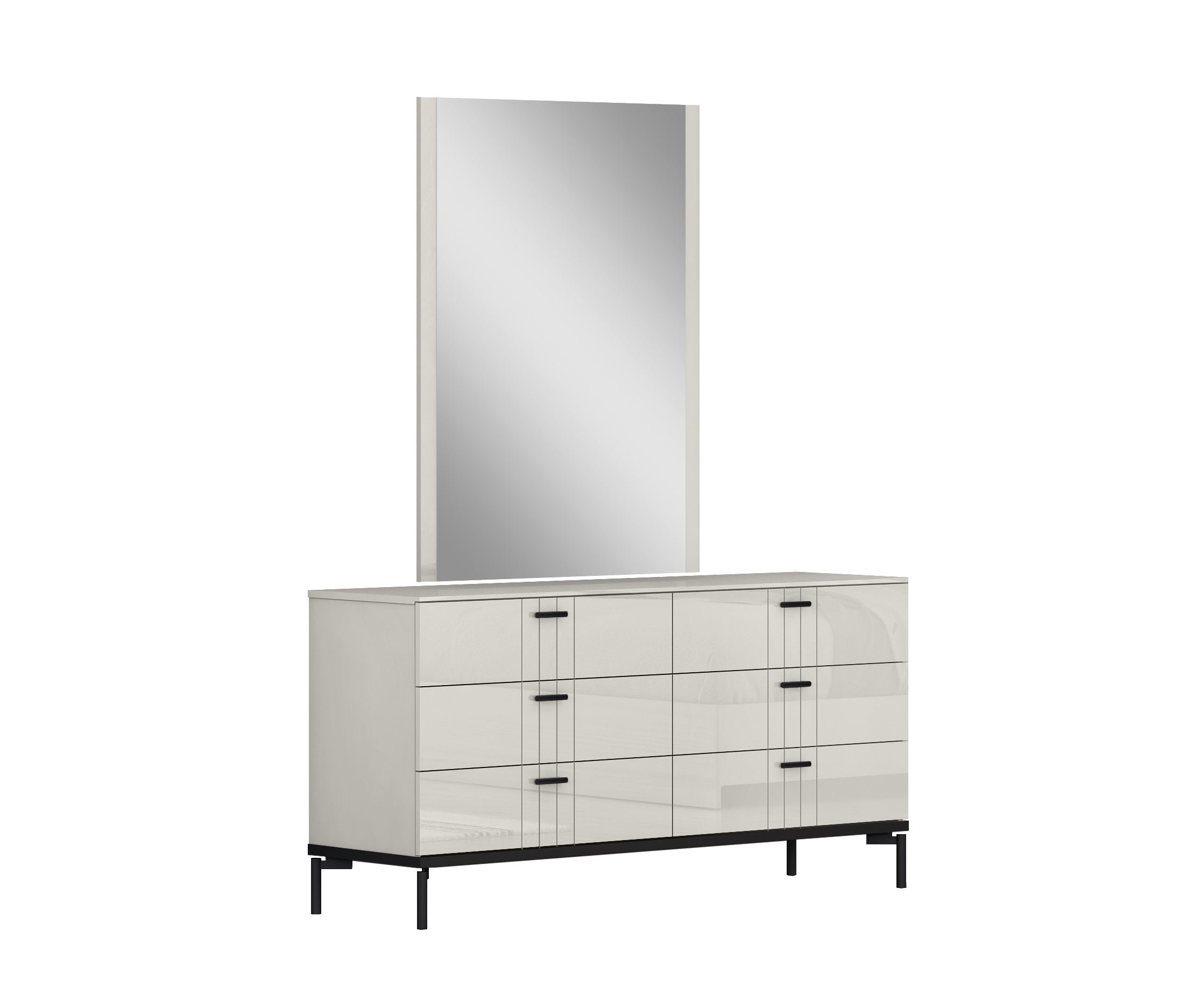 Bella Black High-Gloss Mirrored Dresser