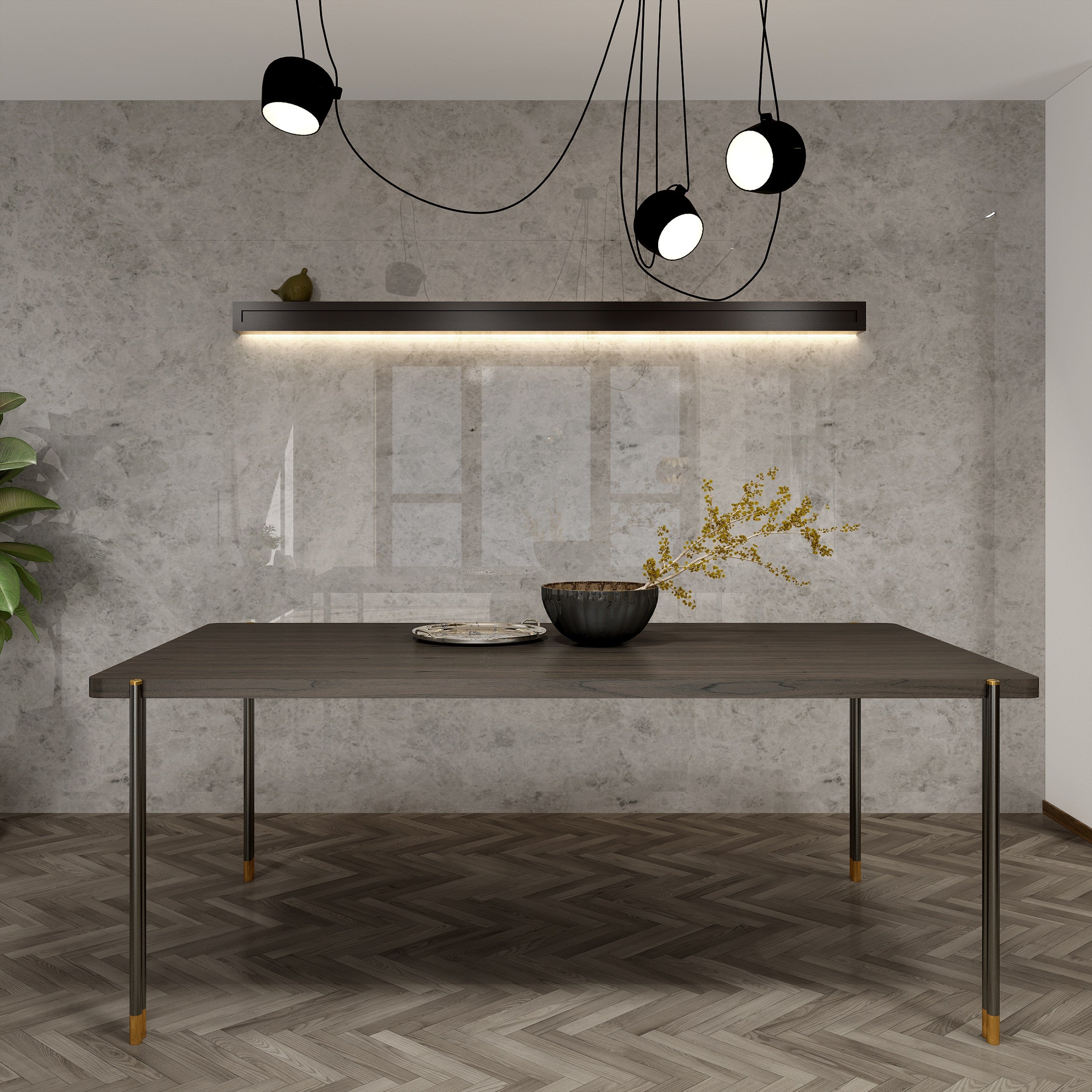 Bosa Brushed-Brass Dining Table