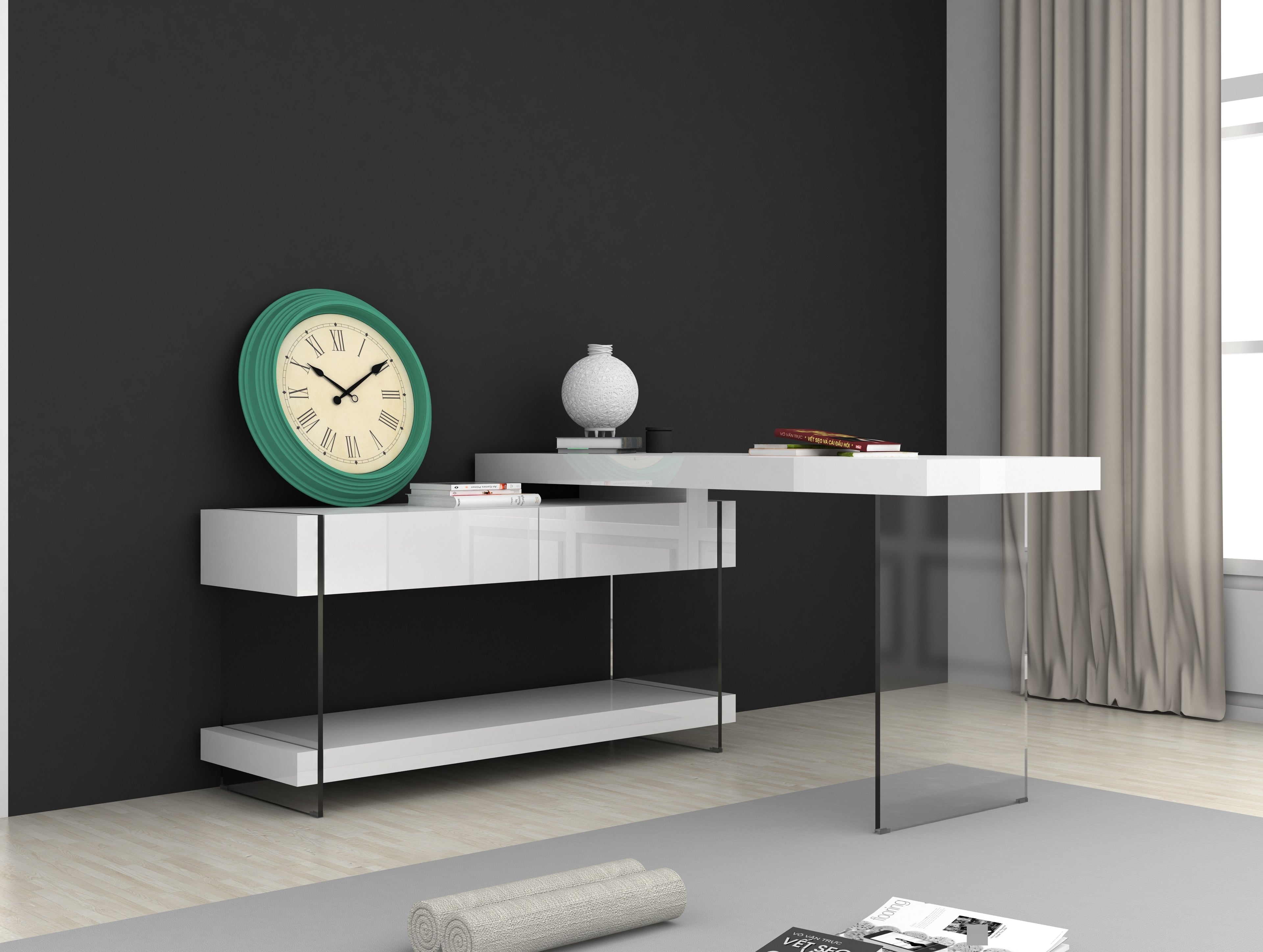 Cloud Desk White High Gloss