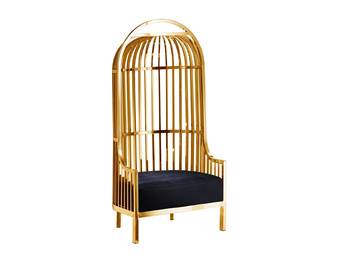 Polished Gold Upholstered Accent Chair