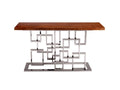 Console Table with Layered Circular Base and Warm-Tone Top