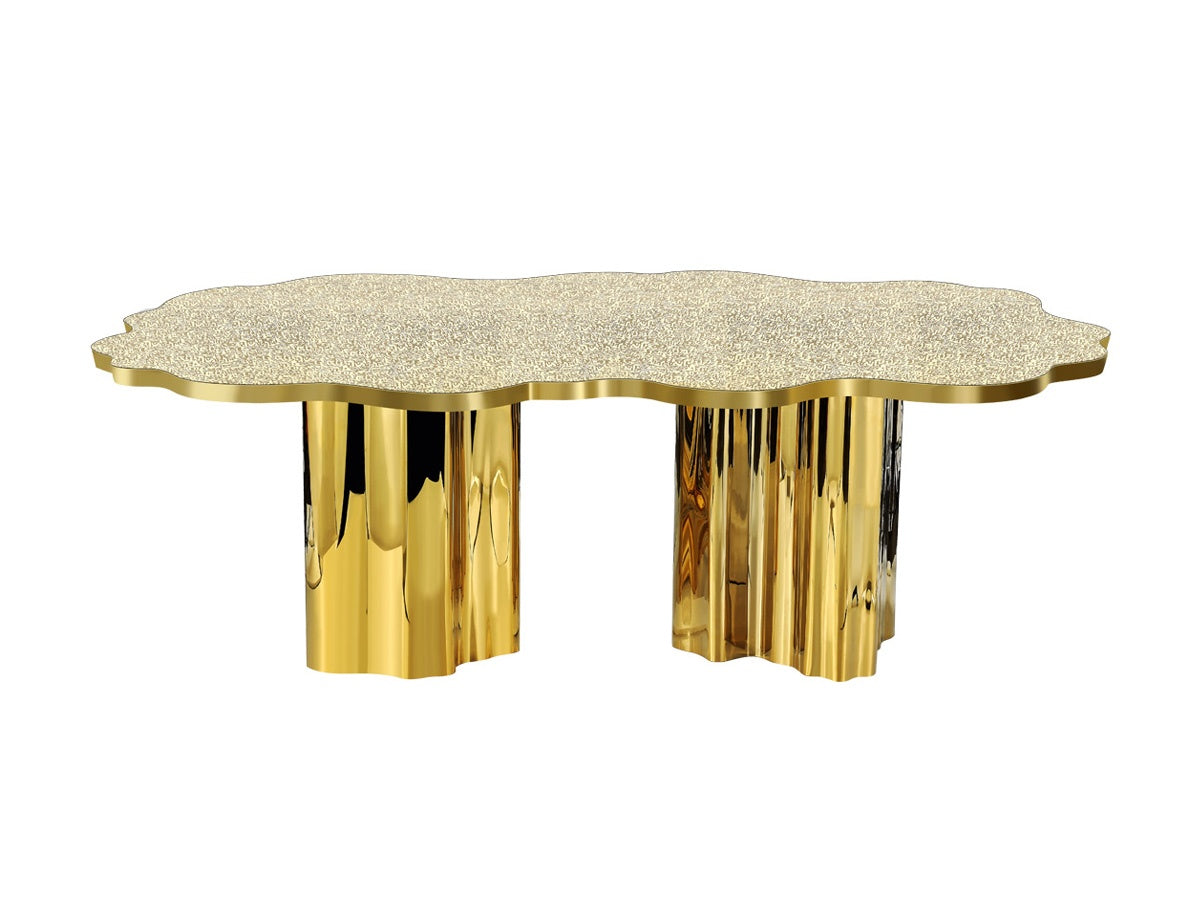 Polished Gold Bauhinia Dining Table