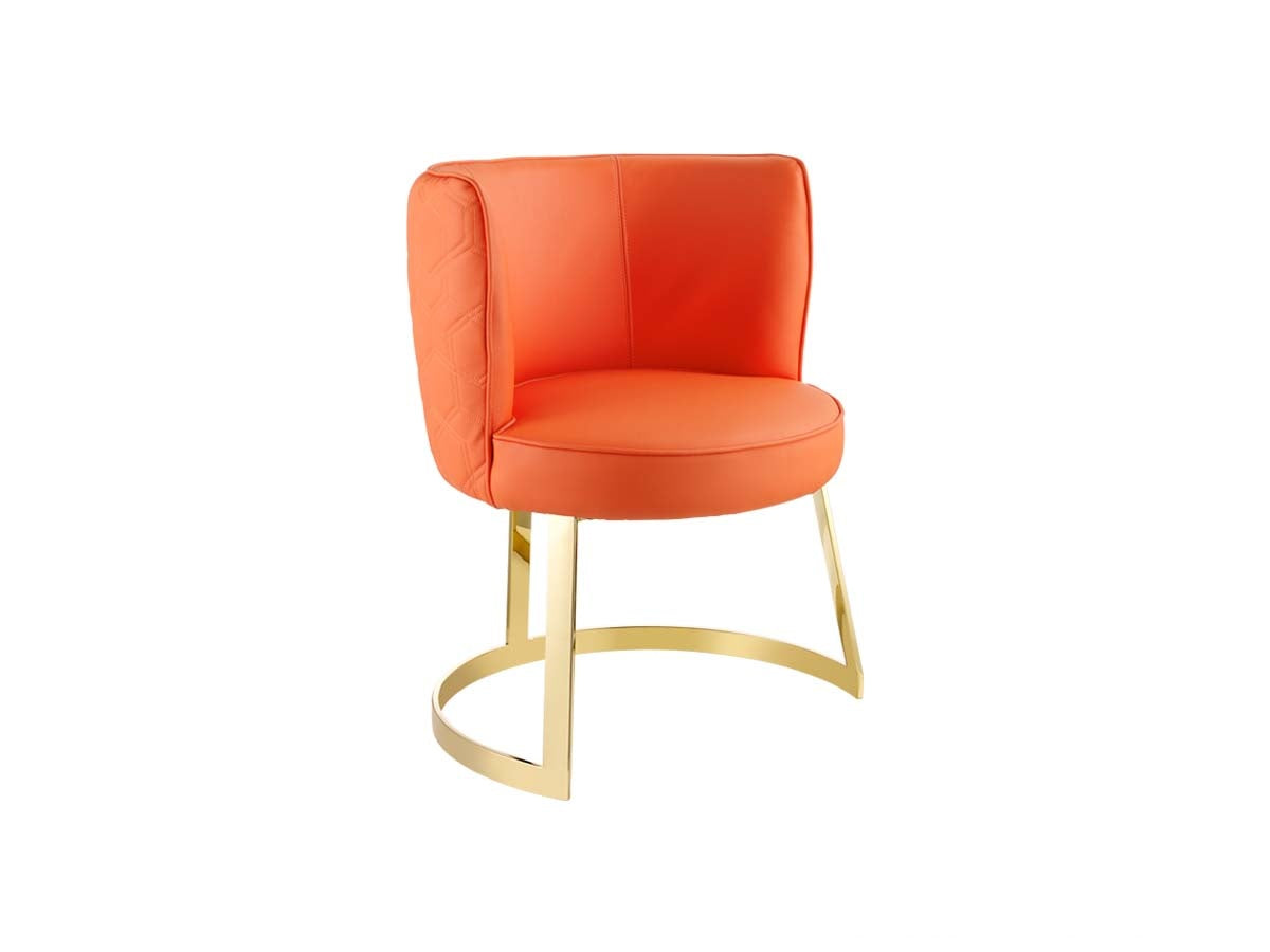 Gold-Tone Leather Dining Chair
