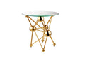 Round Side Table with Branch-Style Gold-Tone Base