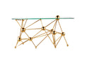 Geometric Console Table with Branch-Style Gold-Tone Base