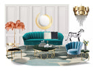 Fabric Sofa and Gold-Accent Chair Three-Piece Living Room Set