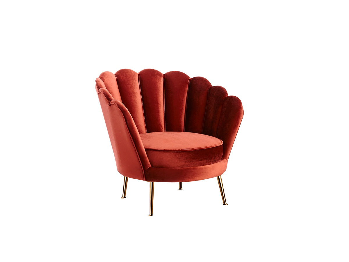 Red Accent Chair with Polished Gold Base