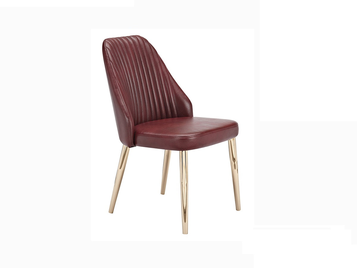 Gold-Tone Leather Dining Chair