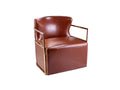 Leather Accent Chair with Polished Gold Frame