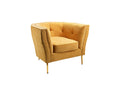 Melon Upholstered Accent Chair with Polished Gold Base