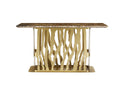 Brushed Gold Console Table with Brown Marble Top