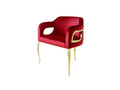 Red Accent Chair with Polished Gold Frame