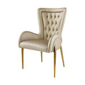 Brushed Gold Upholstered Curved-Back Dining Chair